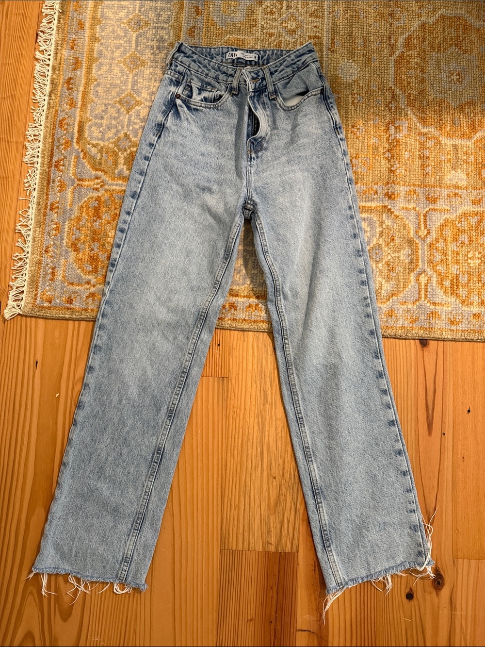 Zara Washed Light Blue Straight-Leg Jeans